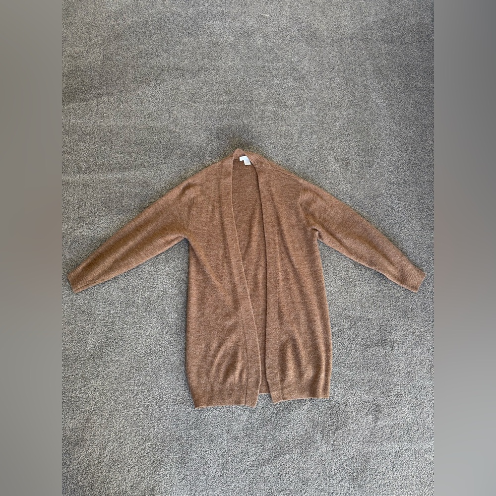 H&M Women’s Long Open Front Cardigan Tan Extra Small